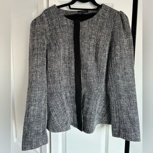 Halogen Tweed Peplum Jacket Black & Ivory XL
